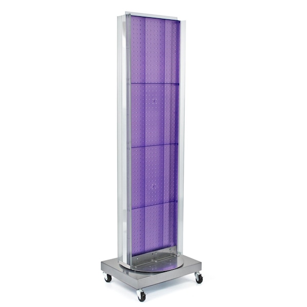 Two-Sided Pegboard Floor Display w/ Two C-Channel Sides on a Revolving Wheeled Base.
